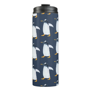 Penguins: Small Dark Watercolor Thermal Tumbler