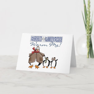 Penguins Snowflakes Warm Me Holiday Card