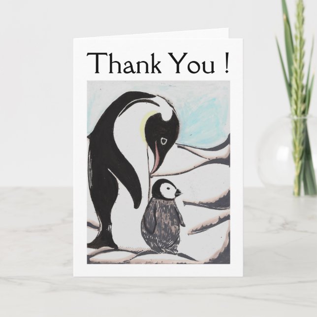 Penguins Thank You Greeting Card (Front)