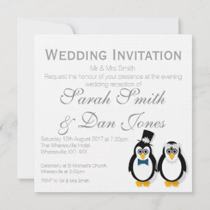 Penguins Wedding Invitation (Customisable)