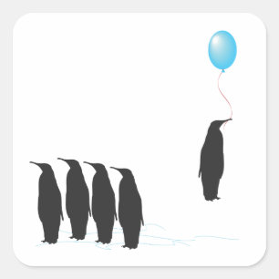 Penguins with balloon stickers