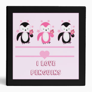 Penguins With Ice Cream & Stars Notebook Binders