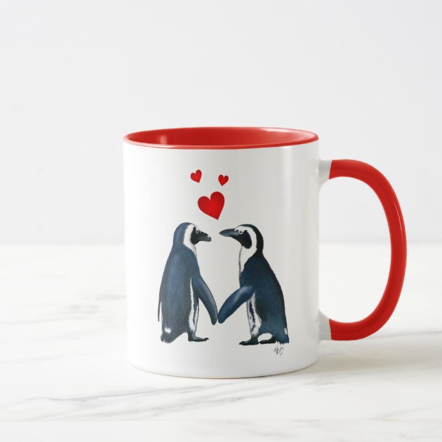 Penguins With Love Hearts Mug (Right)
