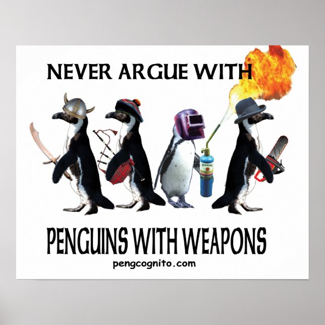 penguins with weapons poster (Front)