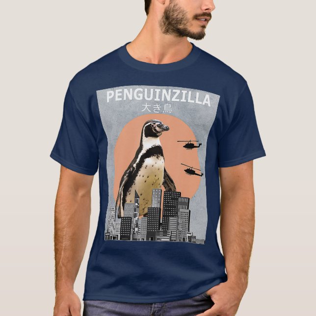 Penguinzilla Penguin Bird  Funny Gift T-Shirt (Front)