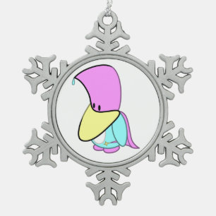 Pengwizard - snowflake pewter christmas ornament