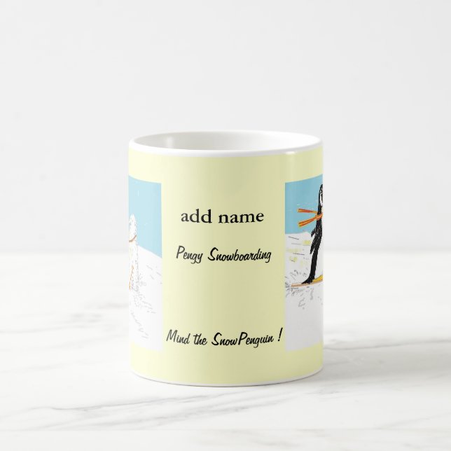 Pengy Snowboarding Mugs add name (Center)