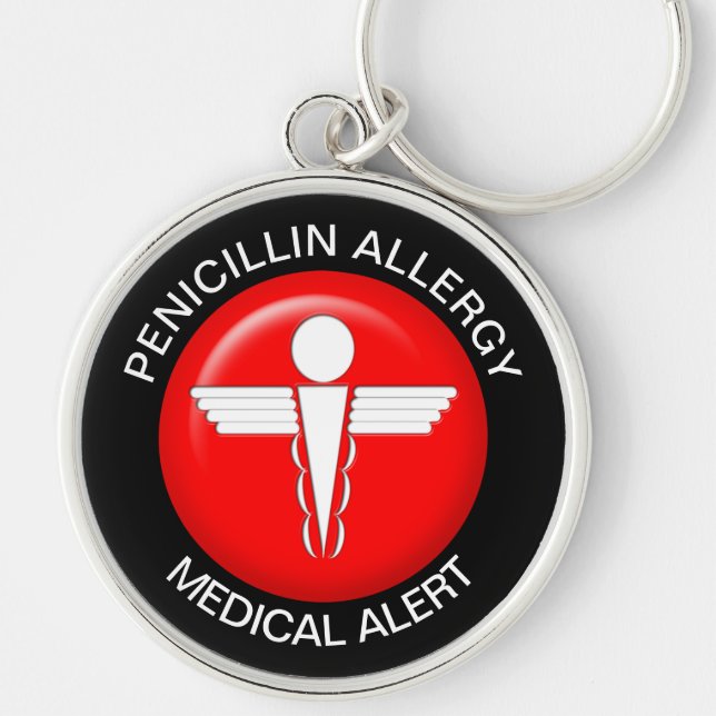 Penicillin Allergy Medical Alert - Button Keychain (Front)