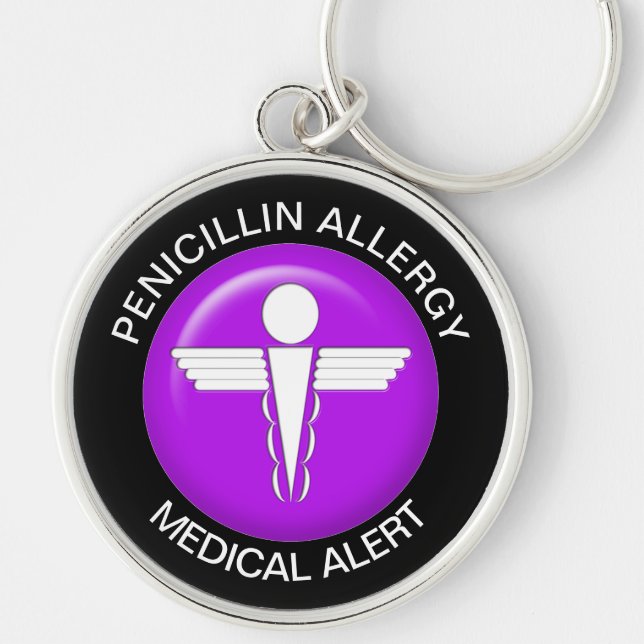 Penicillin Allergy Medical Alert - Button Keychain (Front)