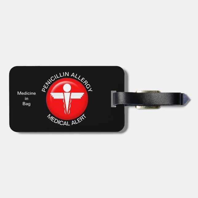 Penicillin Allergy Medical Alert Luggage Tag (Back Horizontal)