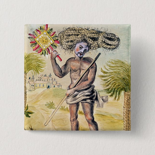 Penitent man in India 2 Inch Square Button (Front)