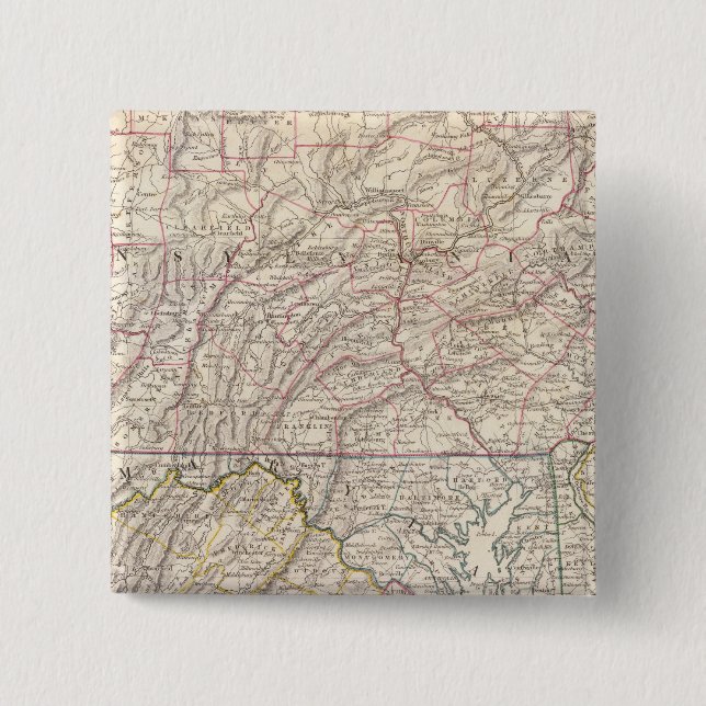 Penn, NJ, Md, Dela, DC, Virginia 2 Inch Square Button (Front)