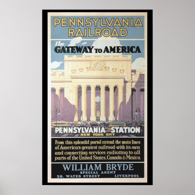 Penn Station,Gateway To America 1929 Poster Prints (Front)