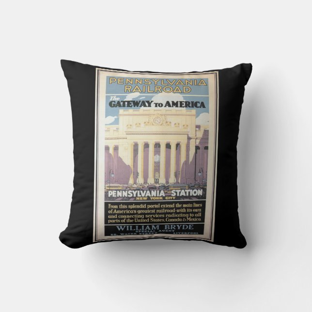 Penn Station,Gateway To America 1929 Throw Pillow (Front)