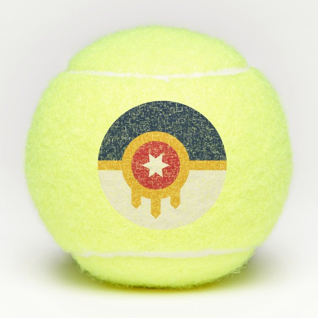Penn tennis ball with flag of Tulsa, Oklahoma (Front)