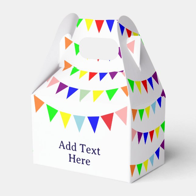 Pennant Banner Patter Party Decor White Favor Box (Front Side)