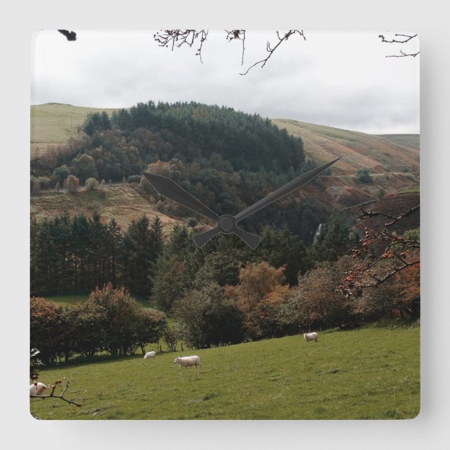 Pennant Valley Wales Square Wall Clock (Front)