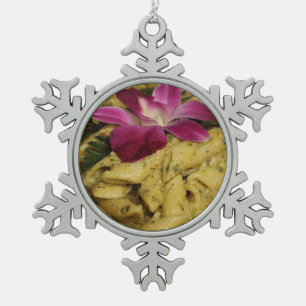 Penne Pasta Dish Snowflake Pewter Christmas Ornament