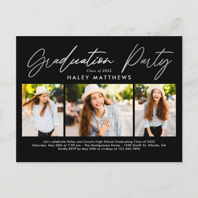 Penned Party Graduation Party Invitation Postcard (Front)