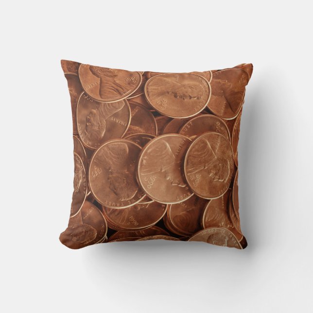 Pennies Pattern Throw Pillow (Front)