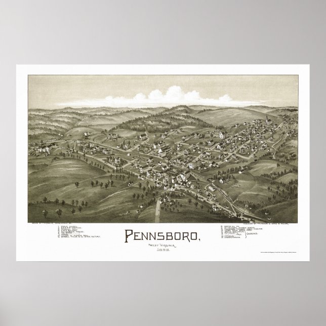 Pennsboro, WV Panoramic Map - 1899 Poster (Front)