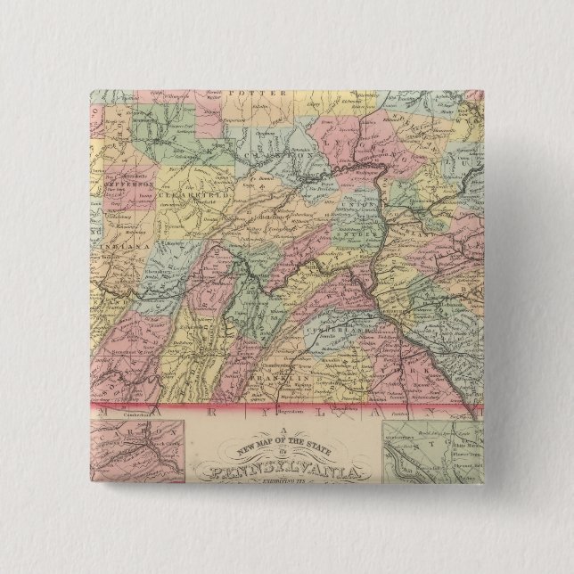 Pennsylvania 12 2 inch square button (Front)