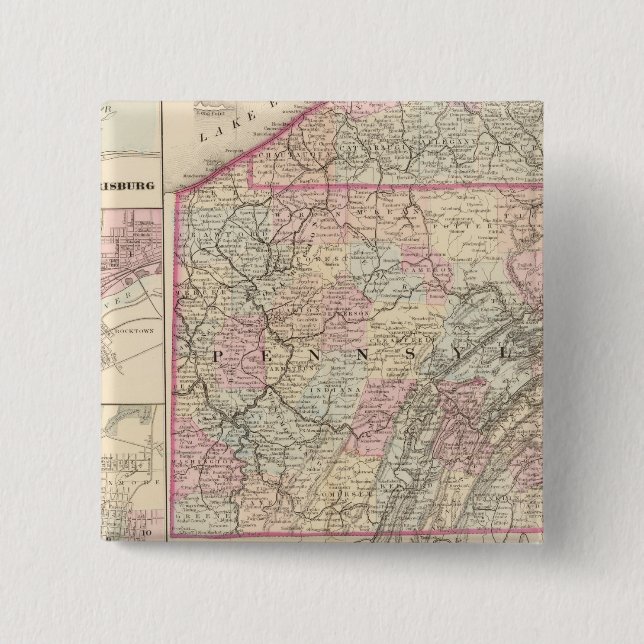 Pennsylvania 4 2 inch square button (Front)