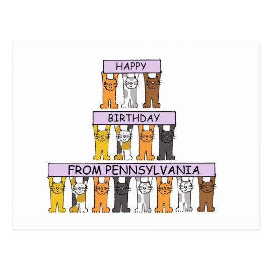 Pennsylvania Birthday Cats Postcard