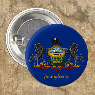 Pennsylvania button, patriotic Pennsylvania Flag 1 Inch Round Button