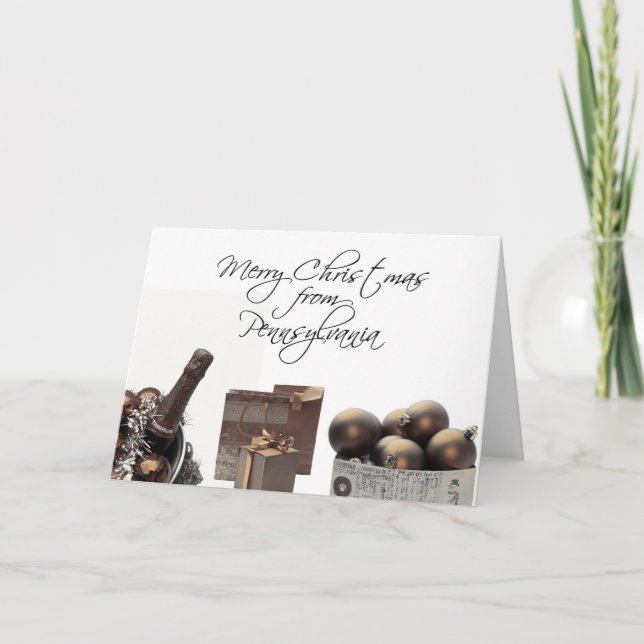 Pennsylvania  Christmas Card, state specific Holiday Card (Front)