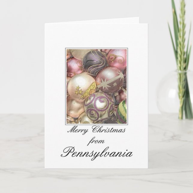 Pennsylvania  Christmas Card, state specific Holiday Card (Front)