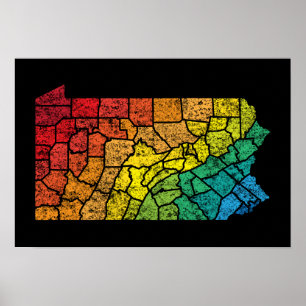 pennsylvania colour counties poster