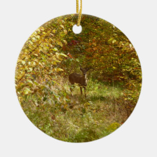 Pennsylvania Deer in Fall Nature Ceramic Ornament