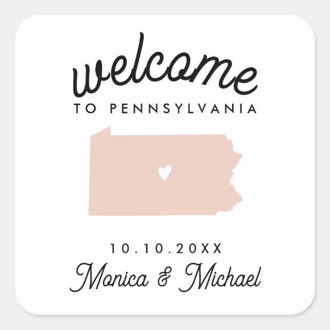 PENNSYLVANIA Destination Wedding ANY COLOR  Square Sticker (Front)