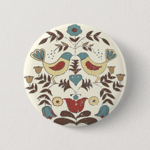 Pennsylvania Dutch Amish Hex Sign Bird Americana 2 Inch Round Button