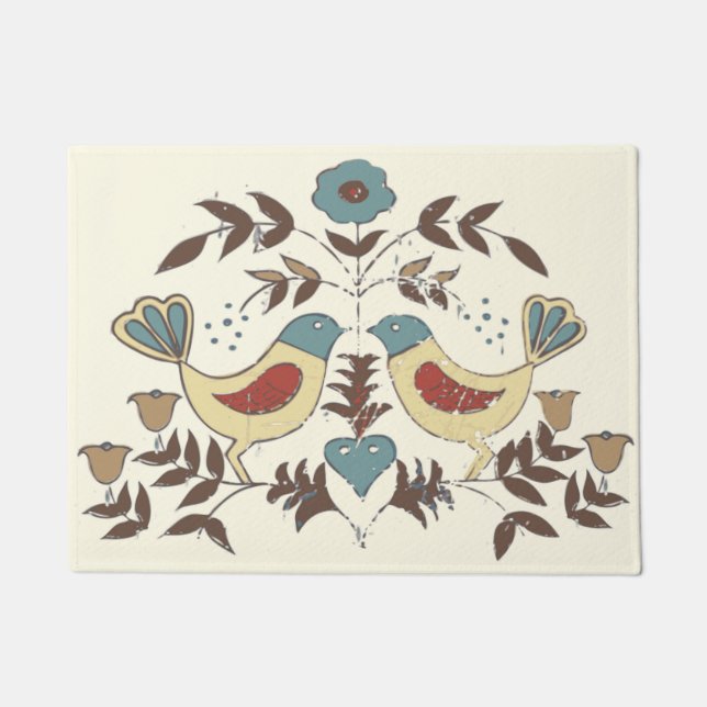 Pennsylvania Dutch Amish Hex Sign Bird Americana Doormat (Front)