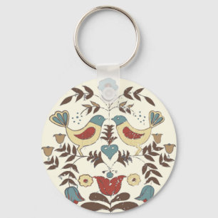 Pennsylvania Dutch Amish Hex Sign Bird Americana Keychain
