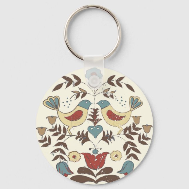 Pennsylvania Dutch Amish Hex Sign Bird Americana Keychain (Front)