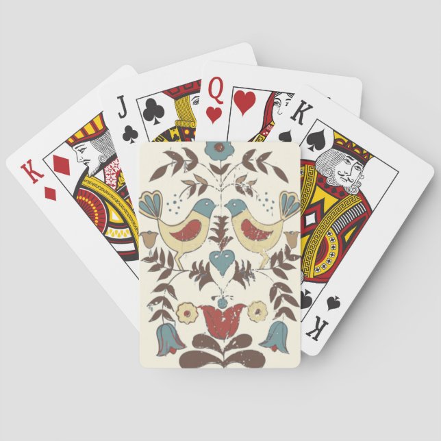 Pennsylvania Dutch Amish Hex Sign Bird Americana Playing Cards (Back)