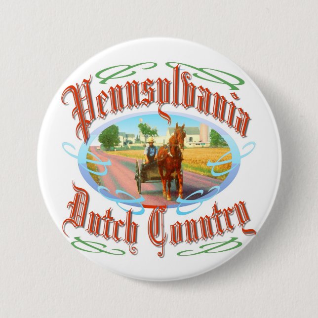 Pennsylvania Dutch Country 3 Inch Round Button (Front)