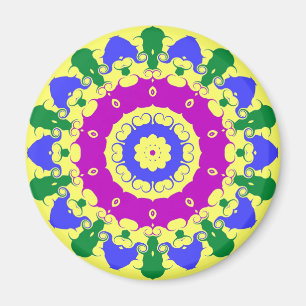 Pennsylvania Dutch Hex Sign Spring Green and Blue Magnet