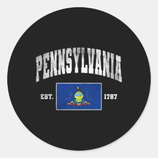 Pennsylvania Est 1787 Pa Flag Worn Classic Round Sticker