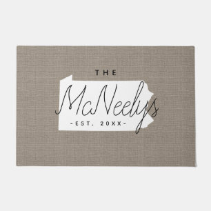 Pennsylvania Family Monogram State Doormat