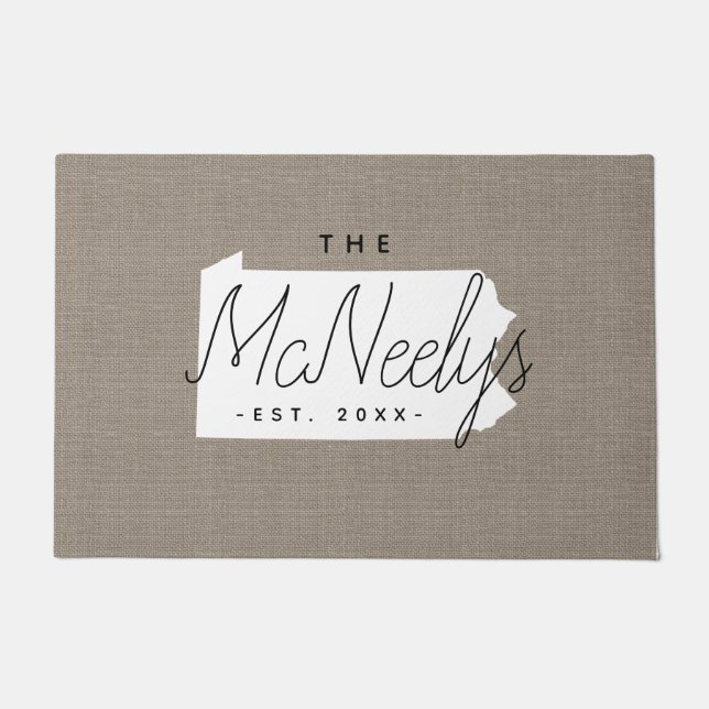 Pennsylvania Family Monogram State Doormat (Front)