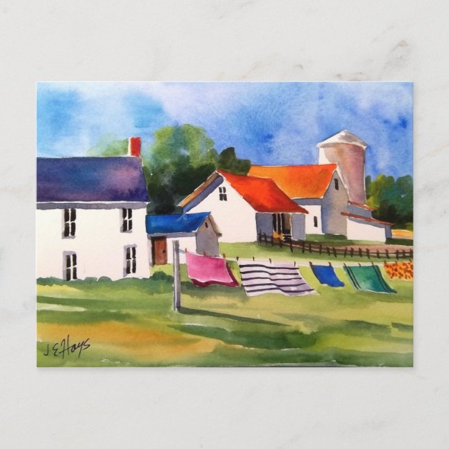 Pennsylvania Farm & Washline Postcard (Front)