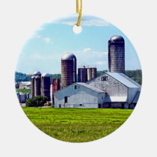 Pennsylvania Farm With Silos Ceramic Ornament