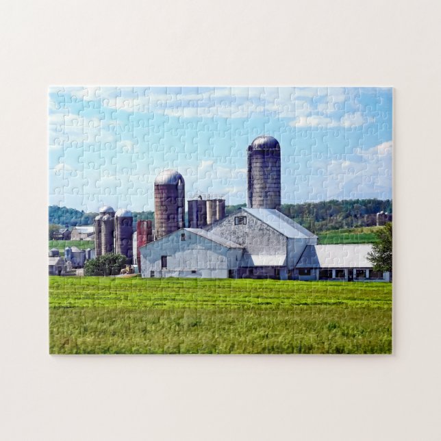 Pennsylvania Farm With Silos Jigsaw Puzzle (Horizontal)