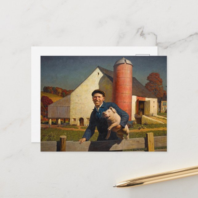 Pennsylvania Farmer by Newell Convers Wyeth Postcard (Front/Back In Situ)