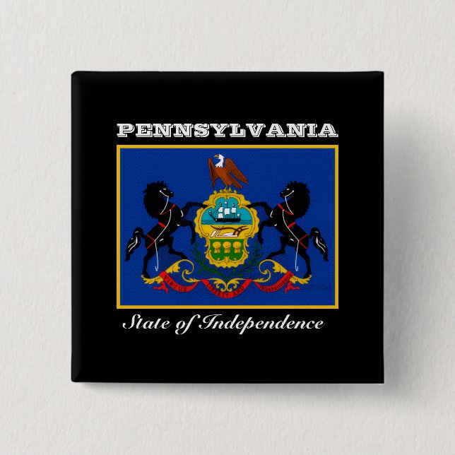 Pennsylvania Flag 2 Inch Square Button (Front)