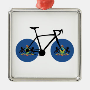 Pennsylvania Flag Cycling Metal Ornament
